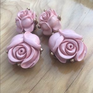 Double rose Oscar de la Renta clip-on earrings